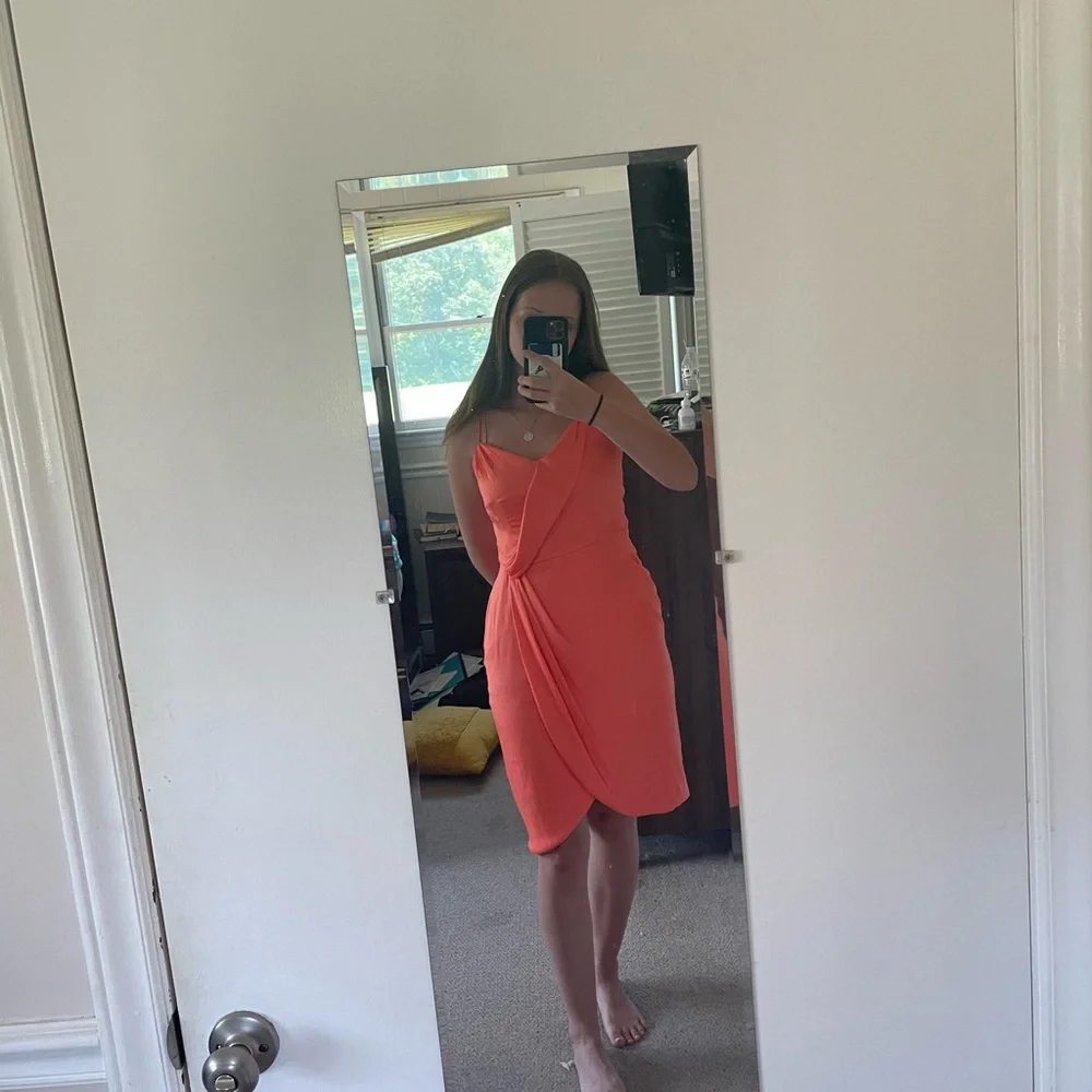 NWT Banana Republic Wrap Style Orange Midi Cocktail Dress size 6 - Picture 3 of 6